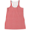 Red And White Check Pattern Print Women's Racerback Tank Top