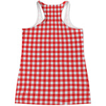 Red And White Check Pattern Print Women's Racerback Tank Top