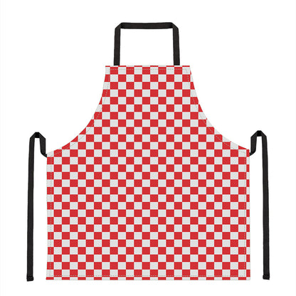 Red And White Checkered Pattern Print Apron