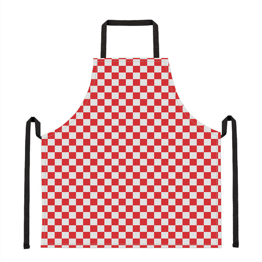 Red And White Checkered Pattern Print Apron