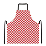 Red And White Checkered Pattern Print Apron