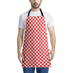Red And White Checkered Pattern Print Apron
