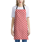 Red And White Checkered Pattern Print Apron