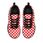 Red And White Checkered Pattern Print Black Sneakers