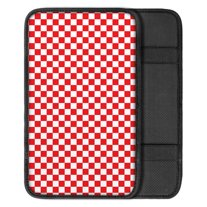 Red And White Checkered Pattern Print Car Center Console Cover