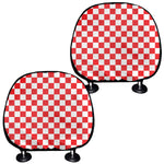 Red And White Checkered Pattern Print Car Headrest Covers