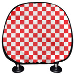 Red And White Checkered Pattern Print Car Headrest Covers