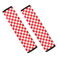 Red And White Checkered Pattern Print Car Seat Belt Covers