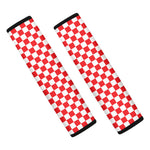 Red And White Checkered Pattern Print Car Seat Belt Covers