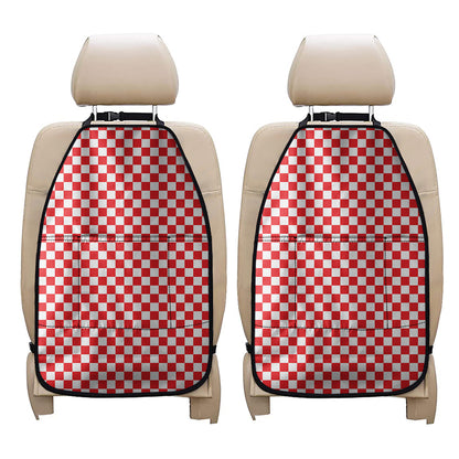 Red And White Checkered Pattern Print Car Seat Organizers