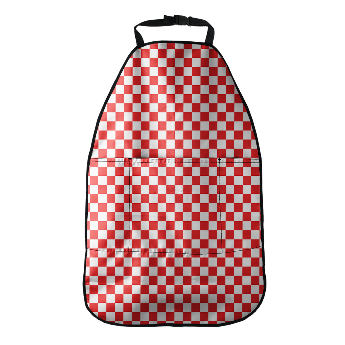 Red And White Checkered Pattern Print Car Seat Organizers