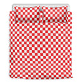 Red And White Checkered Pattern Print Duvet Cover Bedding Set