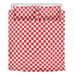 Red And White Checkered Pattern Print Duvet Cover Bedding Set