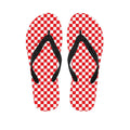 Red And White Checkered Pattern Print Flip Flops