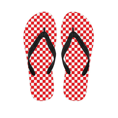 Red And White Checkered Pattern Print Flip Flops