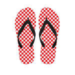 Red And White Checkered Pattern Print Flip Flops