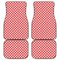Red And White Checkered Pattern Print Front and Back Car Floor Mats