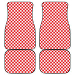 Red And White Checkered Pattern Print Front and Back Car Floor Mats
