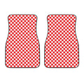 Red And White Checkered Pattern Print Front Car Floor Mats