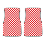 Red And White Checkered Pattern Print Front Car Floor Mats