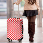 Red And White Checkered Pattern Print Luggage Cover