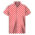 Red And White Checkered Pattern Print Men's Short Sleeve Shirt