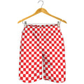 Red And White Checkered Pattern Print Men's Shorts