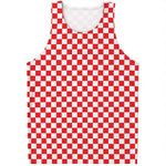 Red And White Checkered Pattern Print Men's Tank Top