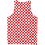 Red And White Checkered Pattern Print Men's Tank Top
