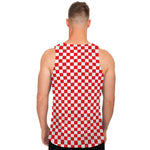 Red And White Checkered Pattern Print Men's Tank Top