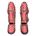 Red And White Checkered Pattern Print Muay Thai Shin Guards
