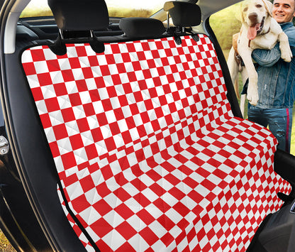 Red And White Checkered Pattern Print Pet Car Back Seat Cover