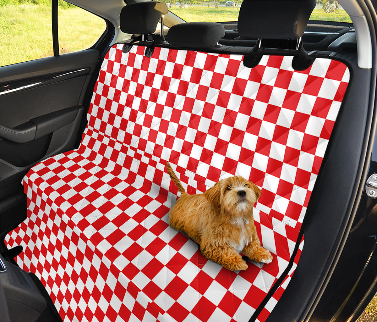 Red And White Checkered Pattern Print Pet Car Back Seat Cover
