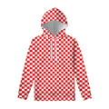 Red And White Checkered Pattern Print Pullover Hoodie