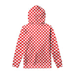 Red And White Checkered Pattern Print Pullover Hoodie