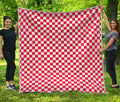 Red And White Checkered Pattern Print Quilt