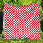 Red And White Checkered Pattern Print Quilt
