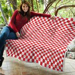 Red And White Checkered Pattern Print Quilt