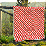 Red And White Checkered Pattern Print Quilt