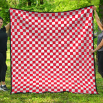 Red And White Checkered Pattern Print Quilt