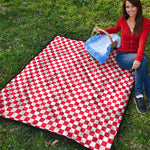 Red And White Checkered Pattern Print Quilt