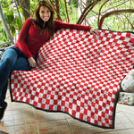Red And White Checkered Pattern Print Quilt