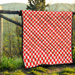 Red And White Checkered Pattern Print Quilt