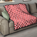 Red And White Checkered Pattern Print Quilt