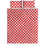 Red And White Checkered Pattern Print Quilt Bed Set