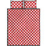 Red And White Checkered Pattern Print Quilt Bed Set