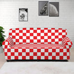 Red And White Checkered Pattern Print Sofa Cover