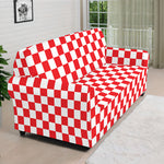 Red And White Checkered Pattern Print Sofa Cover