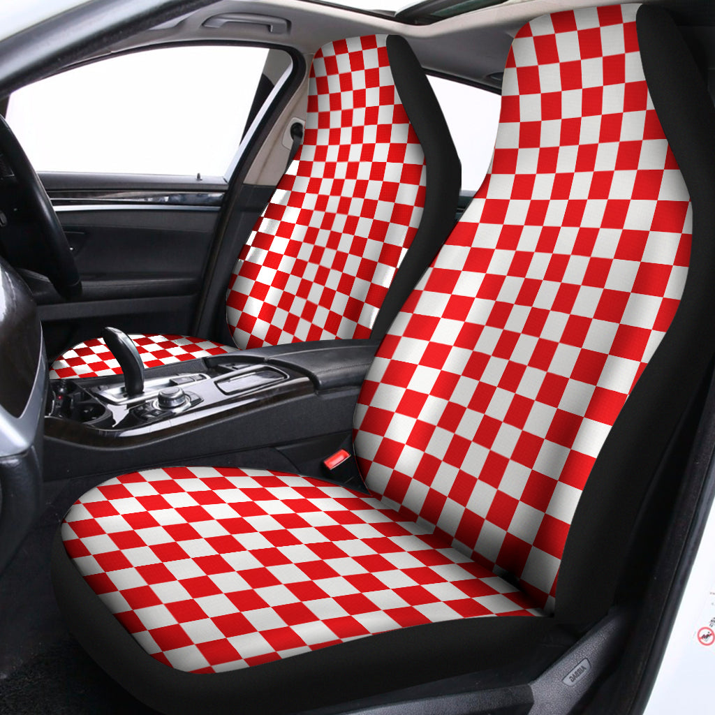 Red And White Checkered Pattern Print Universal Fit Car Seat Covers