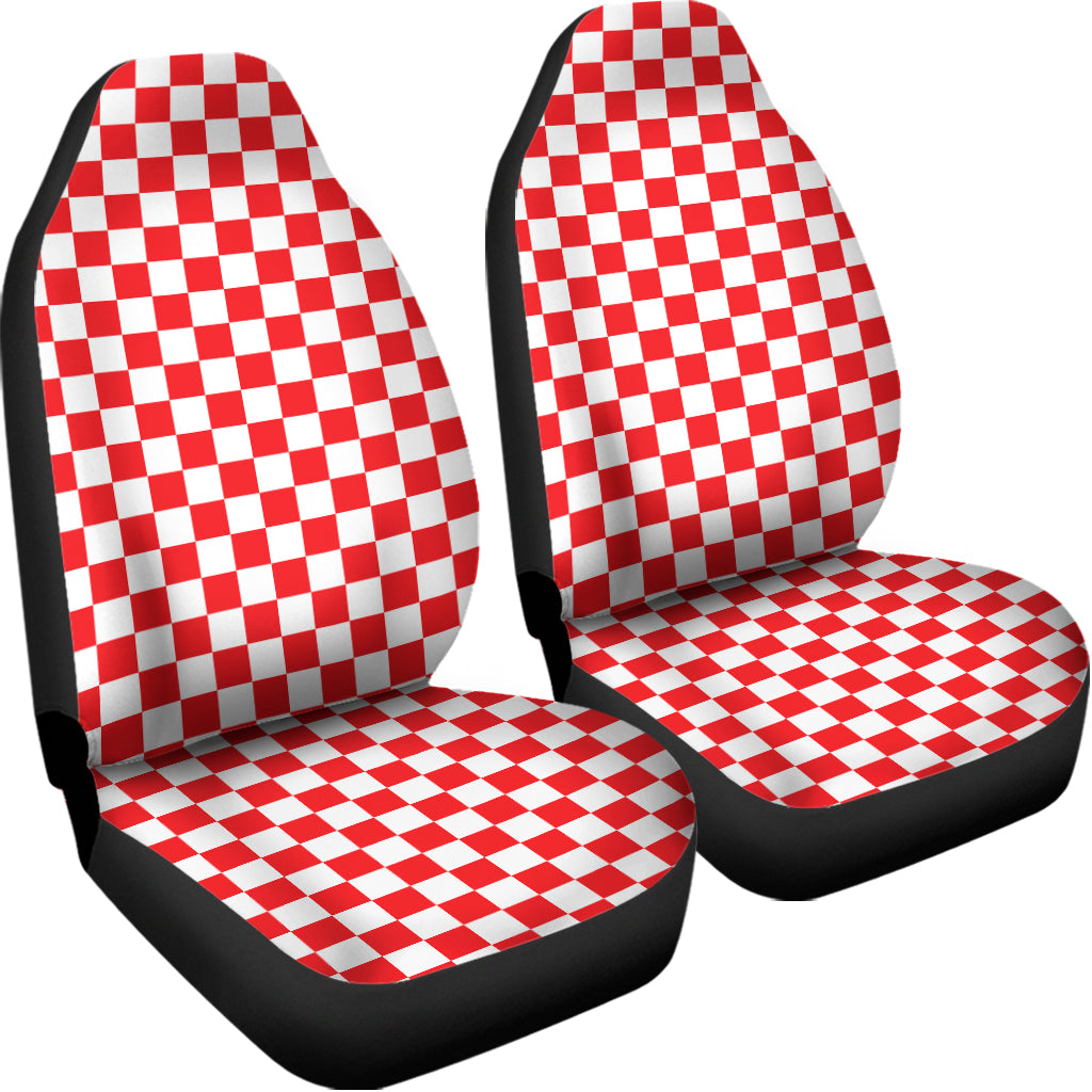 Red And White Checkered Pattern Print Universal Fit Car Seat Covers